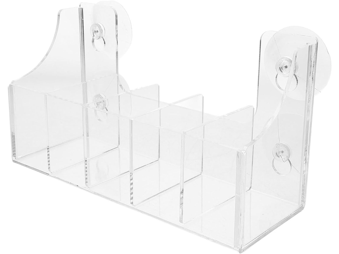 Organizador de acrílico com ventosas para geladeira, suporte de armazenamento com 5 compartimentos para lançamentos e