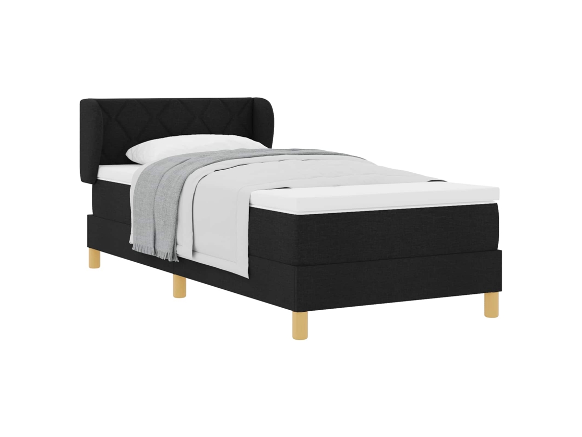 Cama Box com Colchão com Cabeceira Preto Tecido MAISON EXCLUSIVE 90x200 cm