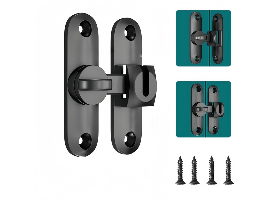 Fechadura Para Porta De Correr,fechadura Com 4 Parafusos,trinco De Porta Em Ângulo Reto 90/180 Graus Para Portas,janelas E Armários Btforus (preto)