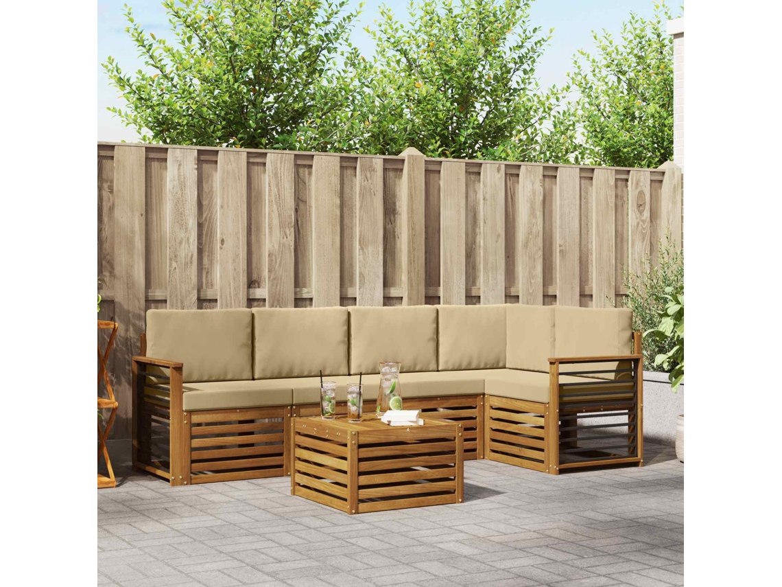 Vidaxl Conjunto De Sofás Para Exterior 6 Unid. Natural E Bege