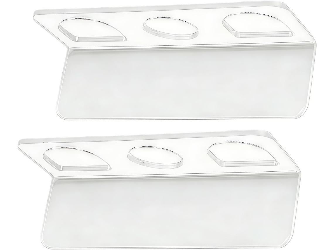 Kit De 2 Prateleiras De Parede Com Adesivo Dupla Face Para Fácil Instalação Em Azulejos, Vidro E Metal Sem Necessidade