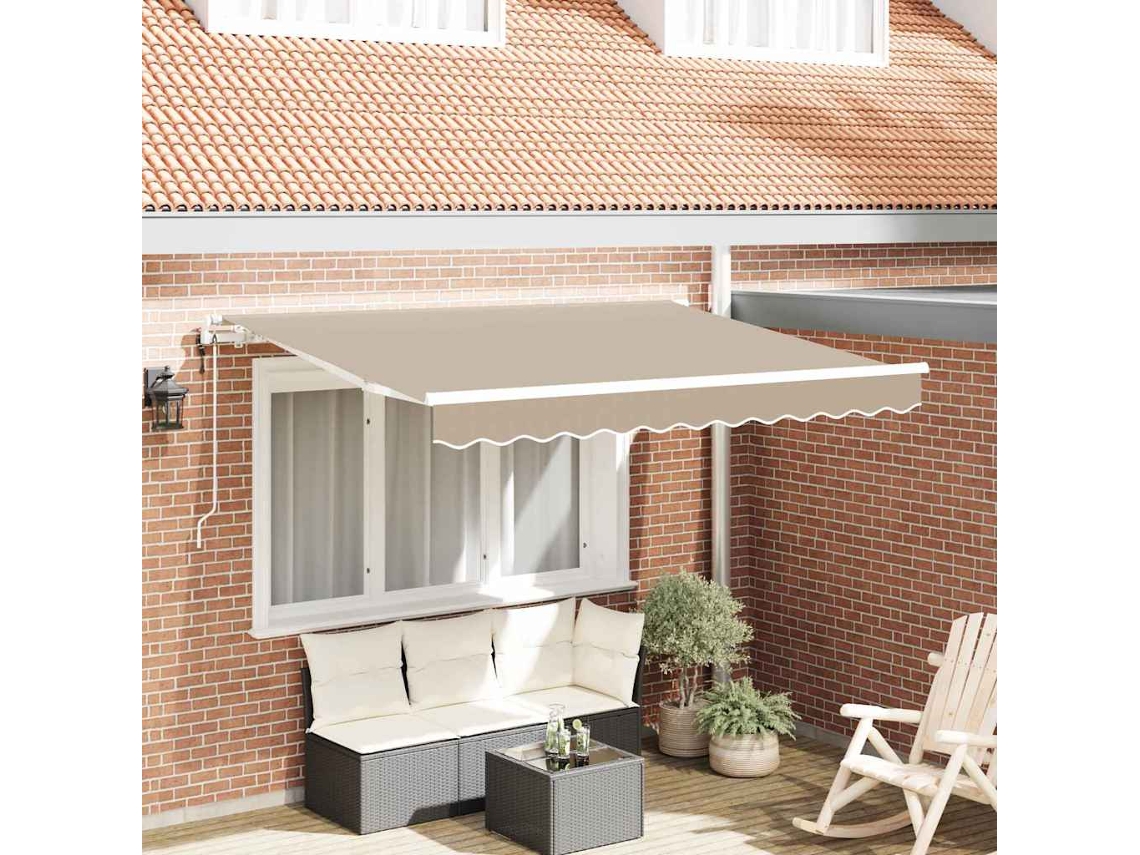 Vidaxl Toldo Retrátil Bege 350 X 200 Cm Tecido