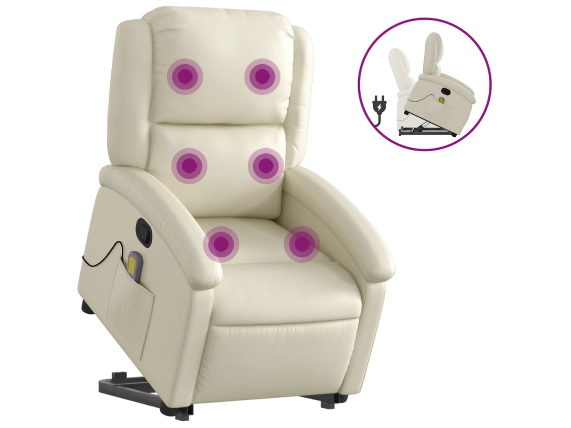 Stand Up Massage Recliner Chair, Stand Up Massage Recliner Chairs Vidaxl Creme Couro Artificial