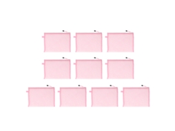 Conjunto de 10 Sacos de Malha com Zíper, em Nylon Transparente, Tamanho A4, para Documentos de Escritório e Material Escolar, Rosa