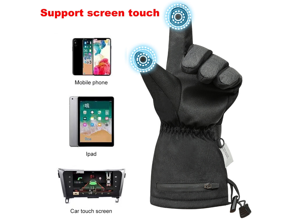 Pretas tengoo Luvas Elétricas Aquecidas Unissex 1 Par Tela Sensível Toque 7.4v Dc Ip Inverno Esportes Ar Livre