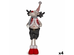 Figura Decorativa Rena de Natal Vermelho Cinzento Poliéster 13 x 65 x 18 cm (4 Unidades)