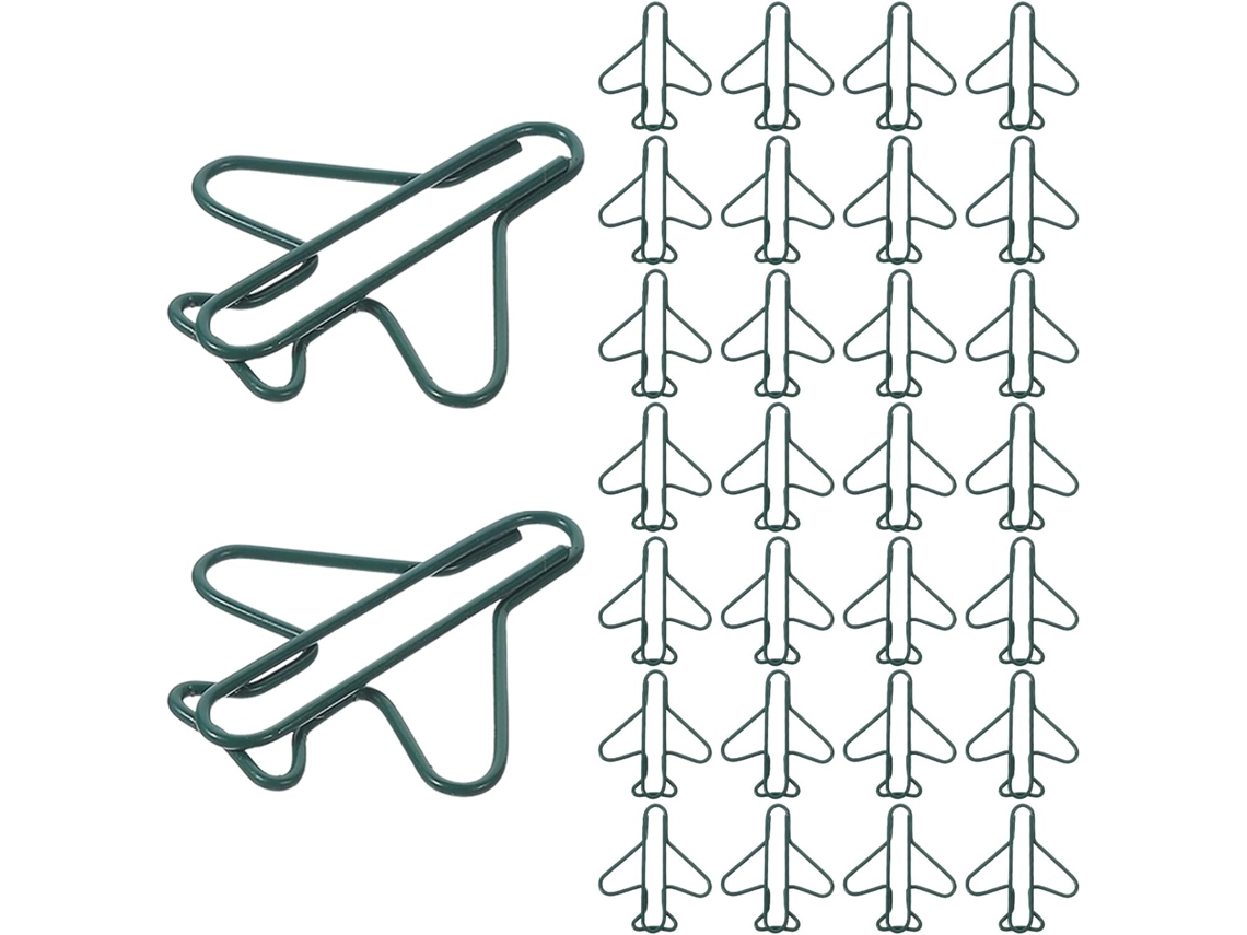 Cabilock 100-clipes De Papel Em Metal Verde Escuro Formato Avião, Clipes Divertidos Para Escritório E Escola, Marcadores