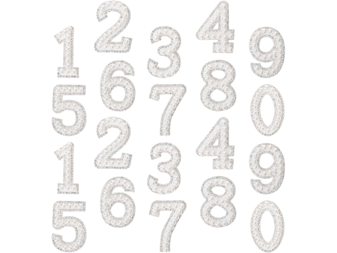 Apliques Termocolantes Numerados Com Strass, 20 Peças