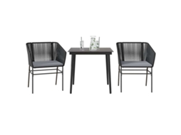 Vidaxl 3 Pcs Conjunto Jantar Jardim Almofadões Vime Pe Vidro Preto