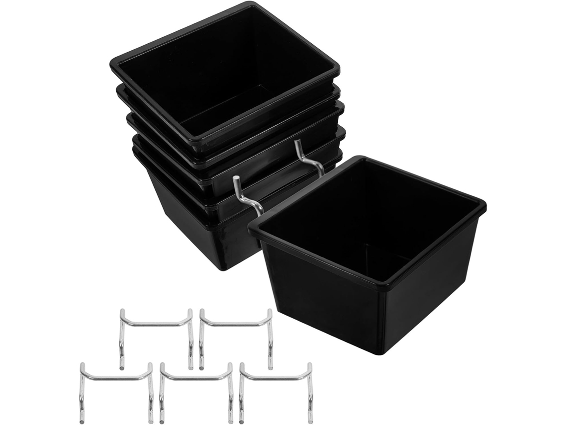Conjunto De 6 Organizadores Plástico Resistente Oficina E Garagem, Com Design De Abertura Inclinada, Incluindo