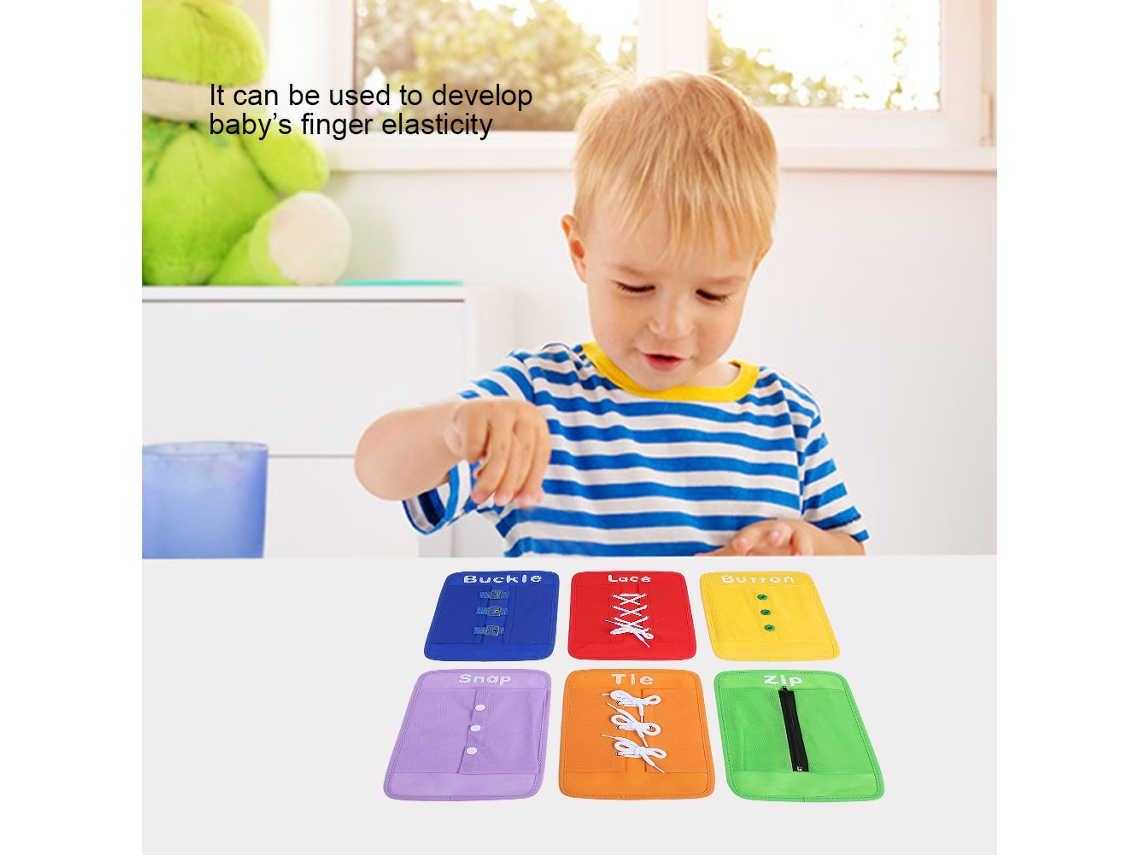 Primerox 6pcs Kit de Aprendizado com Placa Basic Skill Brinquedo Inteligente Botão Fivela Zíper para Crianças