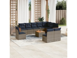 Vidaxl Conjunto De Sofá De Jardim Com 11 Peças E Almofadas Em Rattan Sintético Cinza