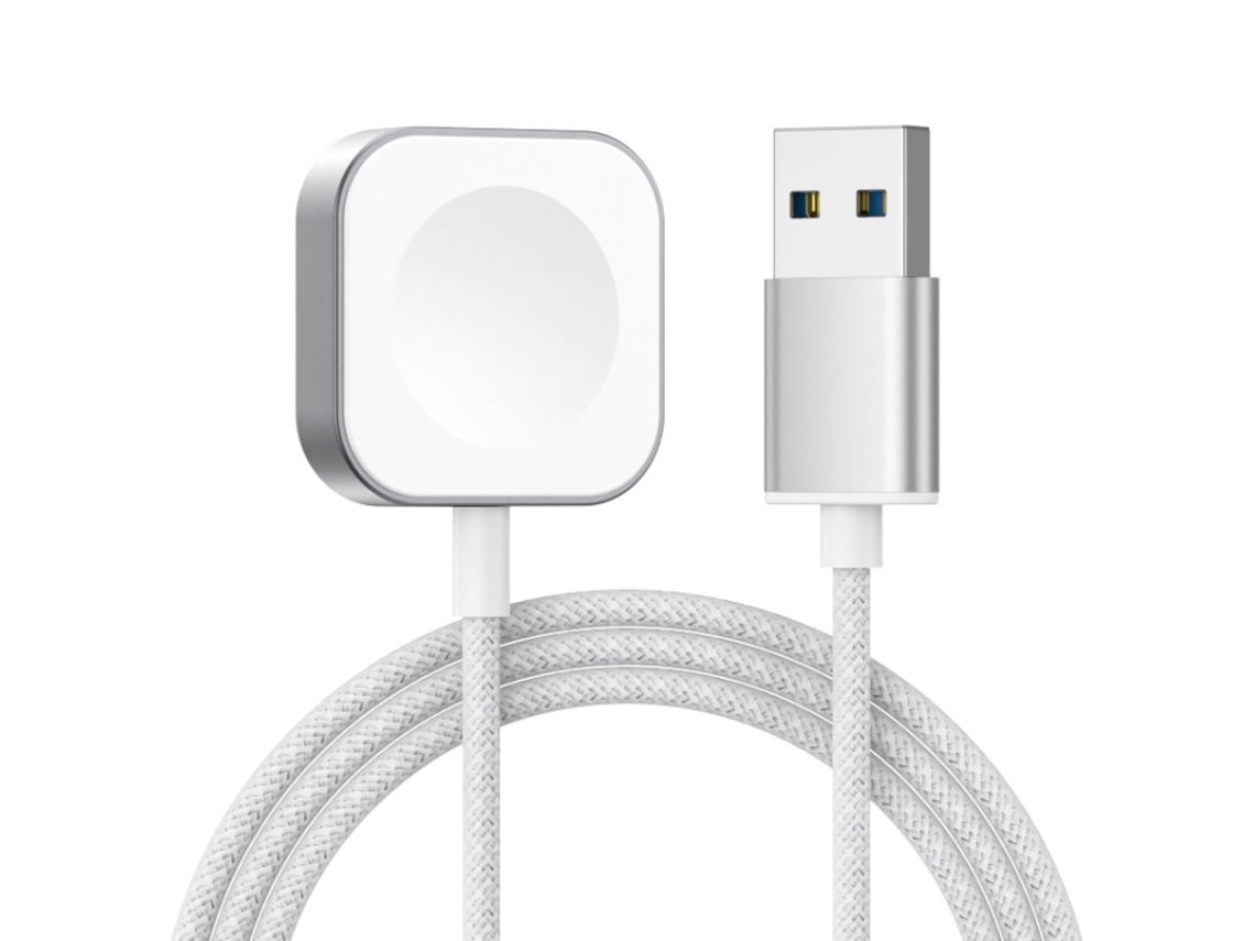 Carregador Magnético Sem Fio De Carga Rápida Com Interface Usb Para Apple Watch Series 2 Prata