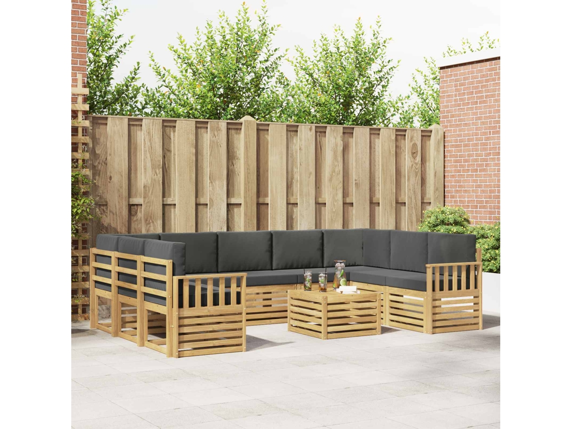 Vidaxl Conjunto De Sofás Para Exterior 10 Unid. Branco E Antracite