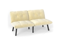 Sofá-cama Moderno Creme Dobrável - Futon Compacto Para 2 Pessoas Com Função De Cama Para Economizar Espaço
