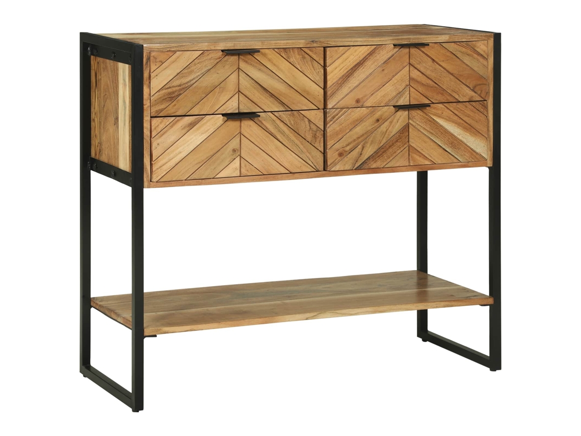 Vidaxl Aparador Castanho 90 X 35 X 80 Cm Madeira Sólida De Acácia