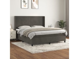Vidaxl Cama Com Molas/colchão 160x200 Cm Veludo Cinzento-escuro