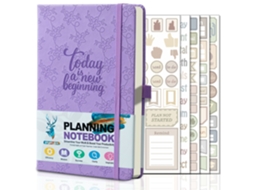 A5 Purple English Binder Daily Planning Notebook Weekly Monthly Planner With Stickers 5-sheets