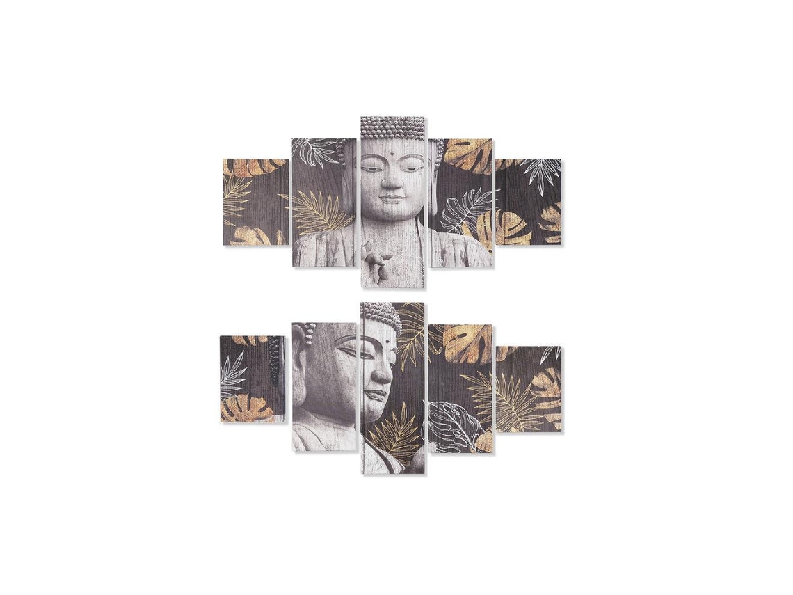 Pintura Dkd Home Decor Pinheiro Tela Buda 2 Pcs