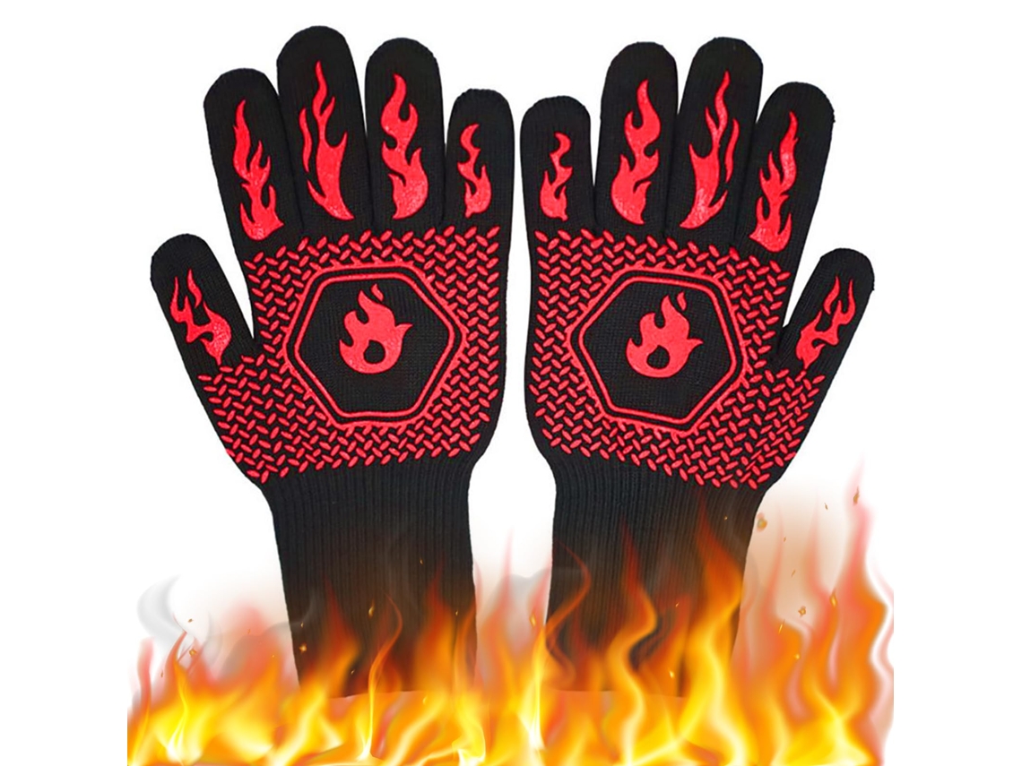 Luvas Térmicas para Churrasco, Resistentes a 800°c. Anti chamas, para Forno, Solda e Lareira. Cor Vermelha.