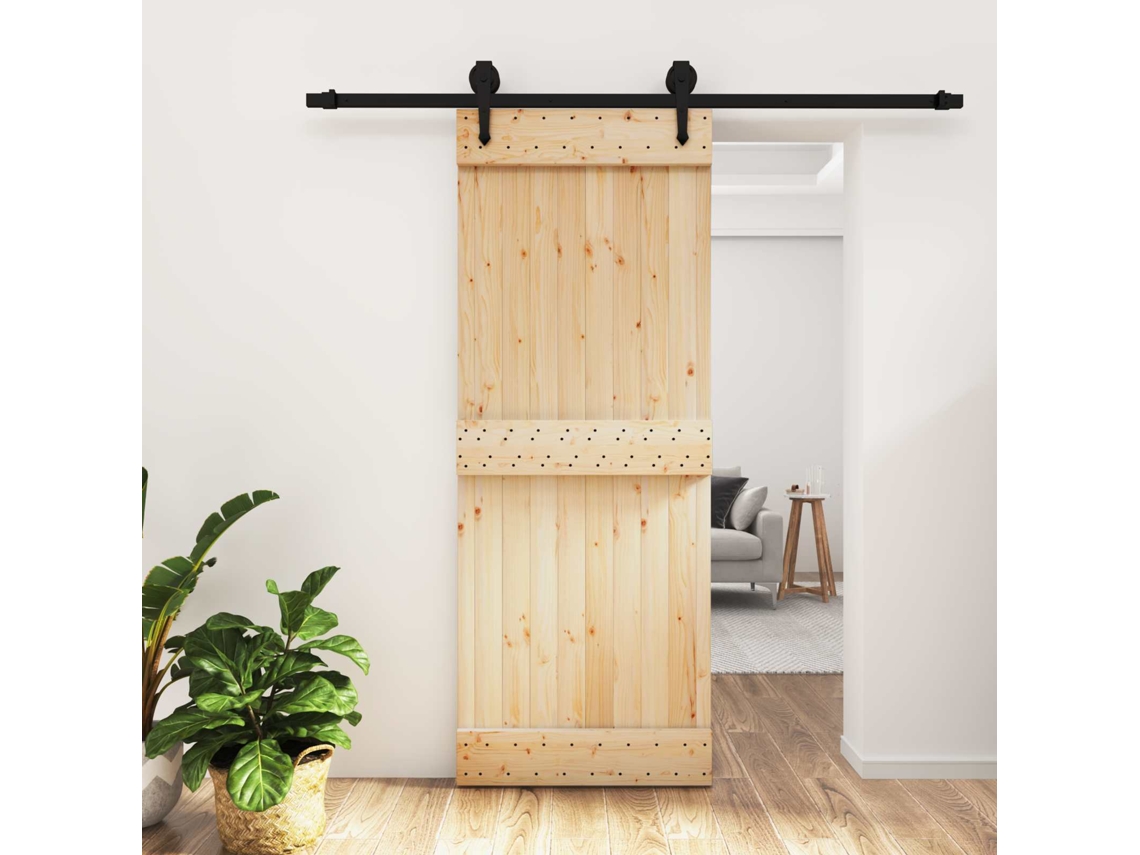Vidaxl Porta Deslizante Natural E Preto 80 X 210 Cm