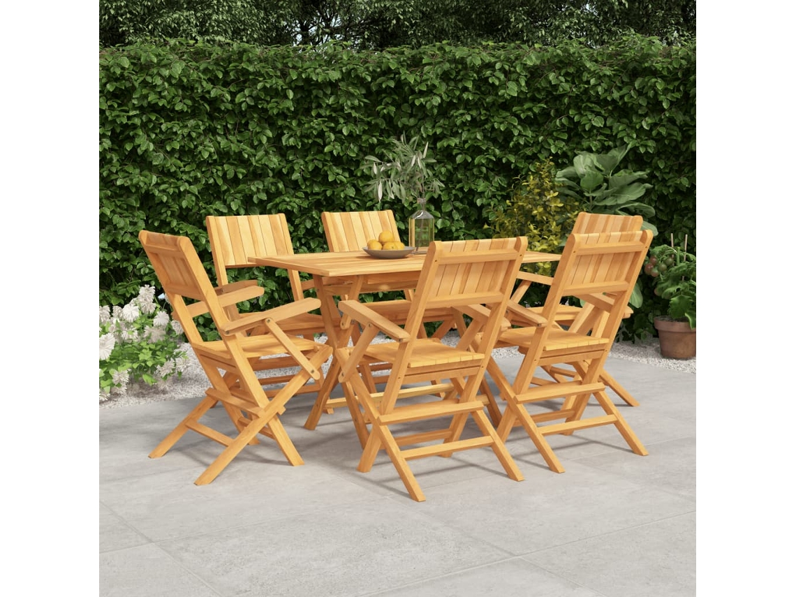 Vidaxl Conjunto De Jantar Para Jardim 7 Pcs Madeira De Teca Maciça