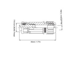 Conector Feminino De Aviação 4p Laxiscreed, Ip67 À Prova D'água, Rosca 7/16 Polegadas 28uns
