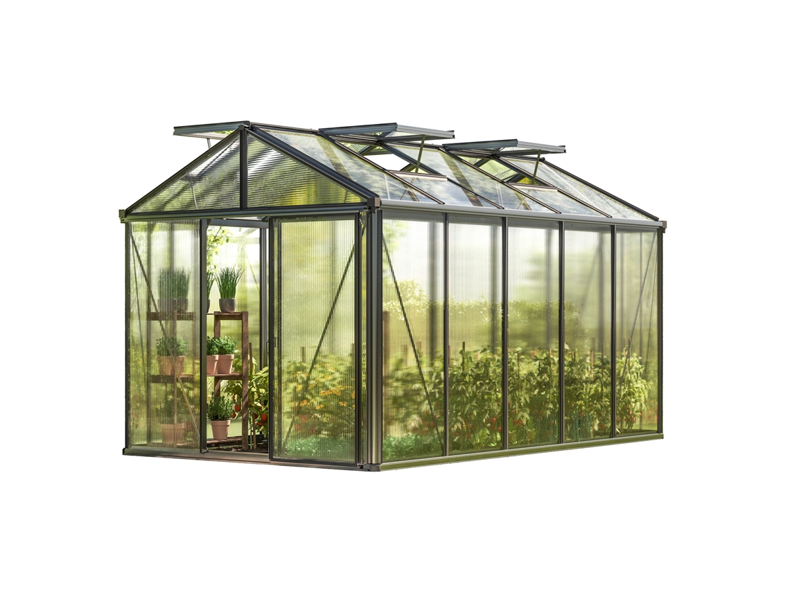 Gfp Estufa Diamas 23 Light 235x385 Cm Placas Alveolares De 12 Mm, Cor Antracite Gfp Garten Freizeitprofi