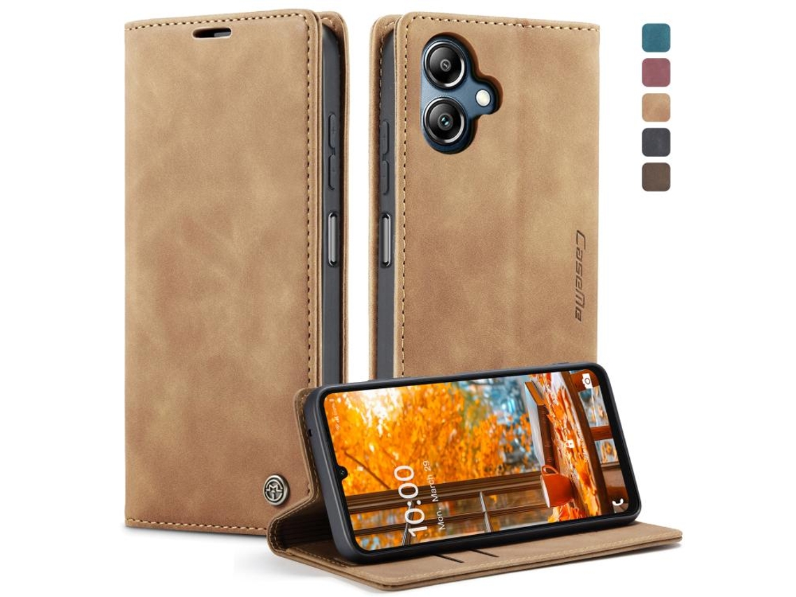 Capa Para Samsung Galaxy A07 Multifuncional Horizontal De Couro Marrom