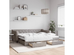 Cama De Solteiro | Camas Para Quarto | Sofá-cama C/ Gavetão/gavetas 90x200 Cm Tecido Cinza-acastanhado