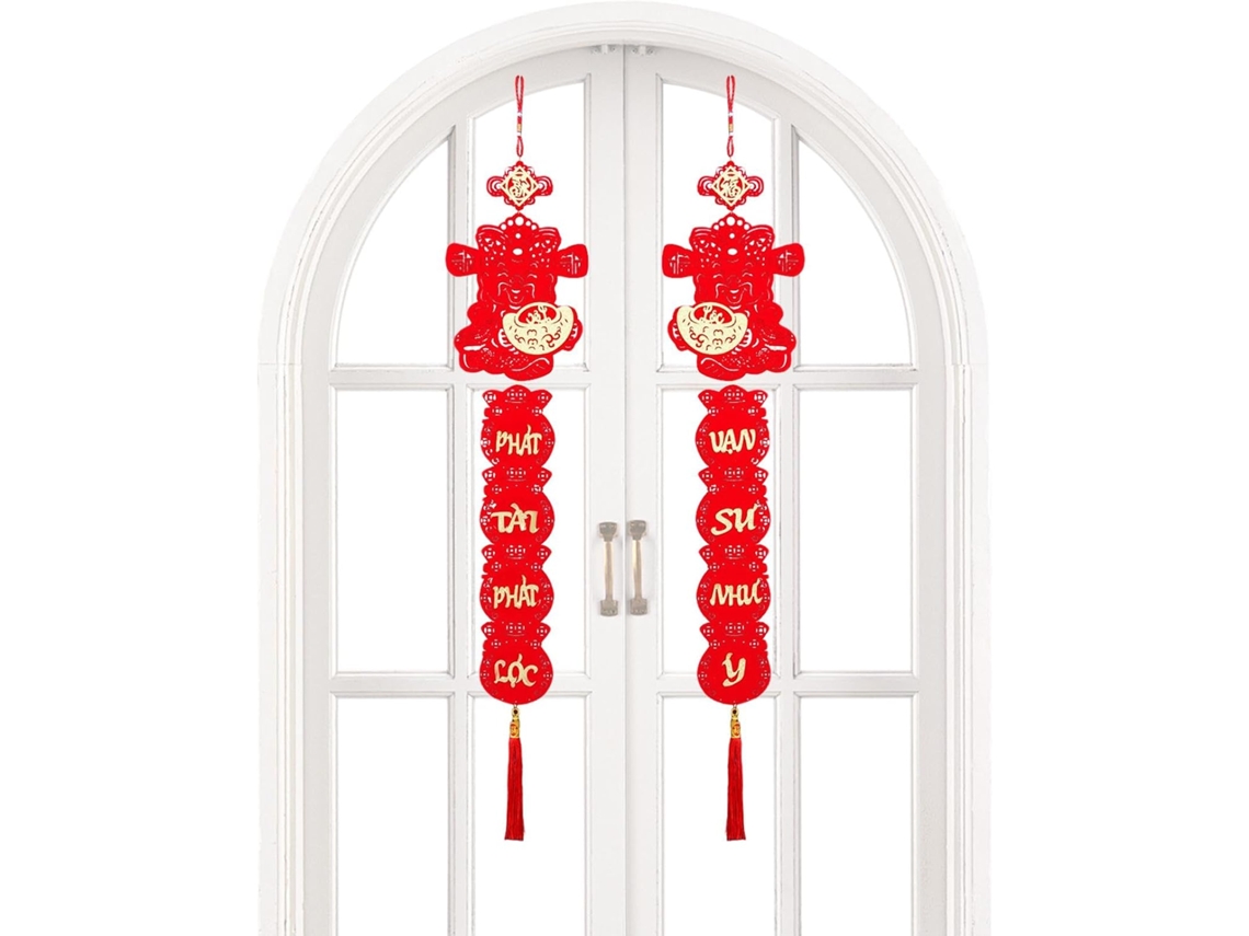 Decorações Vietnamitas Para O Tet: Dísticos Vermelhos, Enfeites De Primavera | Vermelho