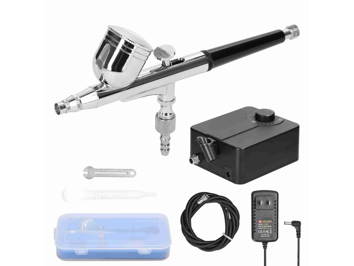 Kit De Aerógrafo E Bomba De Ar Ajustável 20psi-35psi Com Aerógrafo 0.3mm Para Maquiagem, Pintura E Modelos