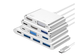 Lurelia Dock Usb-c 2 Em 1 Com 4k, Hdmi, Vga, Displayport