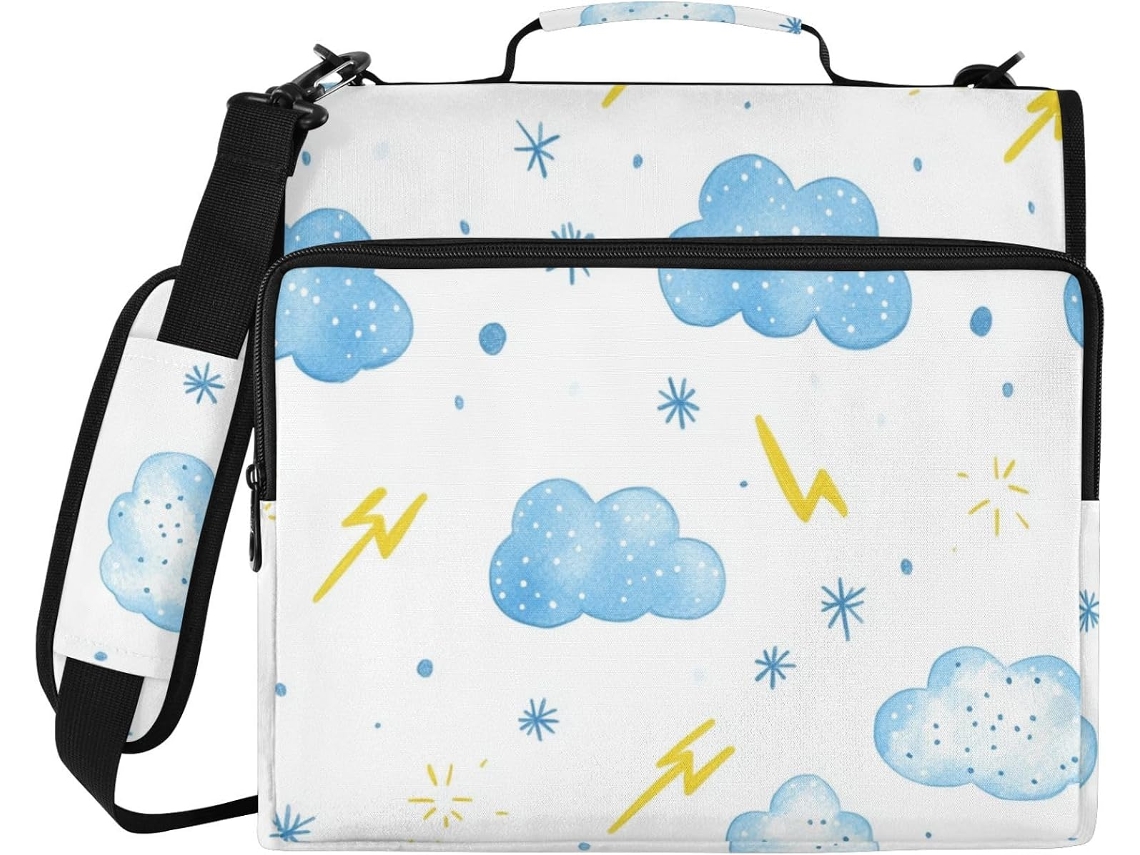 Bolsa Organizadora de Documentos com Ilustração Simples Nuvem e Raio em Estilo Cartoon, 3 Selos, 3, 5 Polegadas, Com