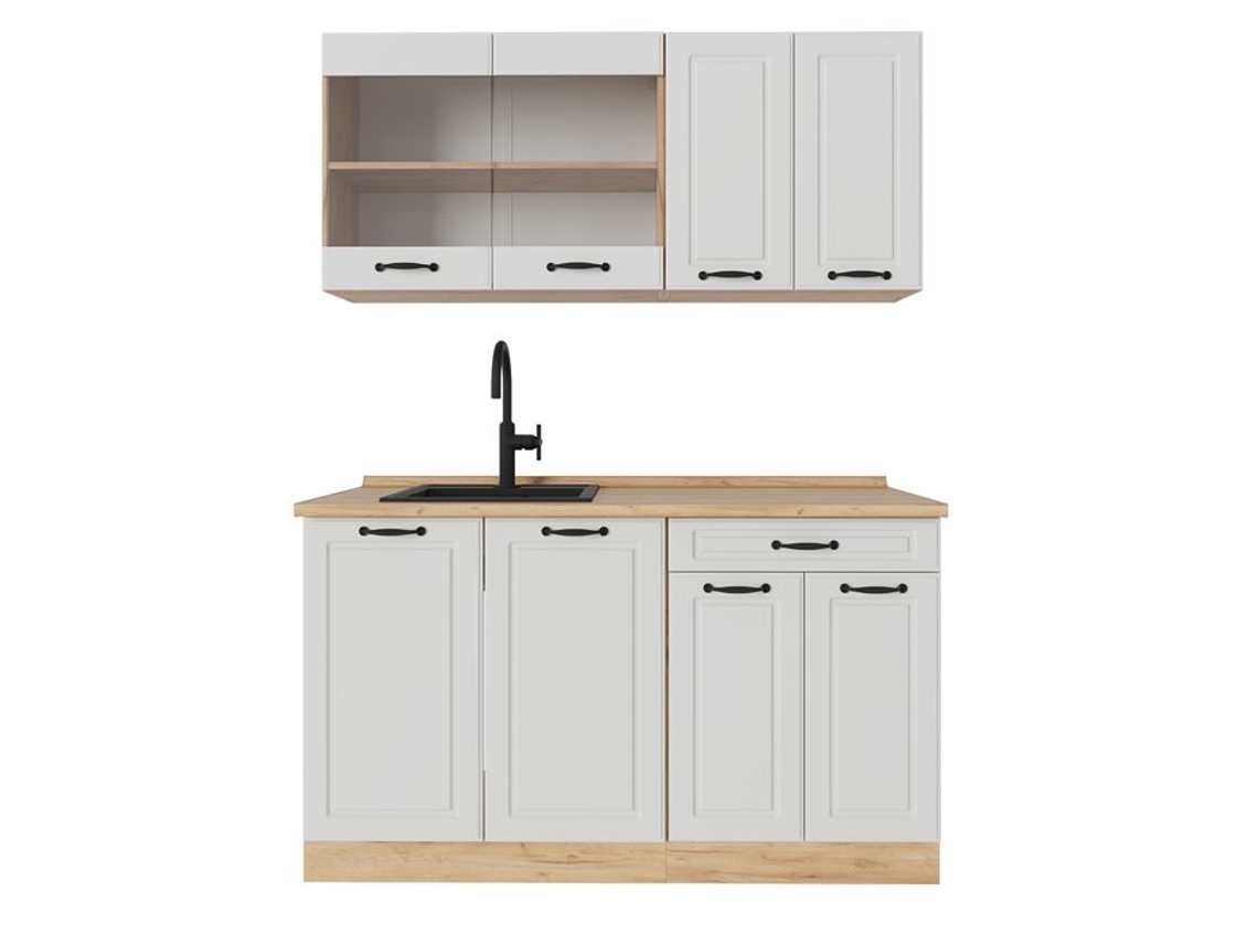 Cozinha R-line, 140 cm, PT Carvalho, Branco Campagnard/Carvalho Dourado, Vicco