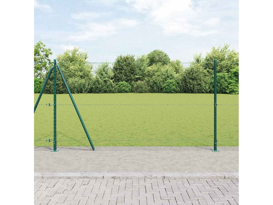Vidaxl Cerca Hexagonal Com Base De Concreto 25 X 1,2 M Verde Malha