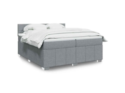 Vidaxl Cama Com Molas/colchão 200x200 Cm Tecido Cinza-claro