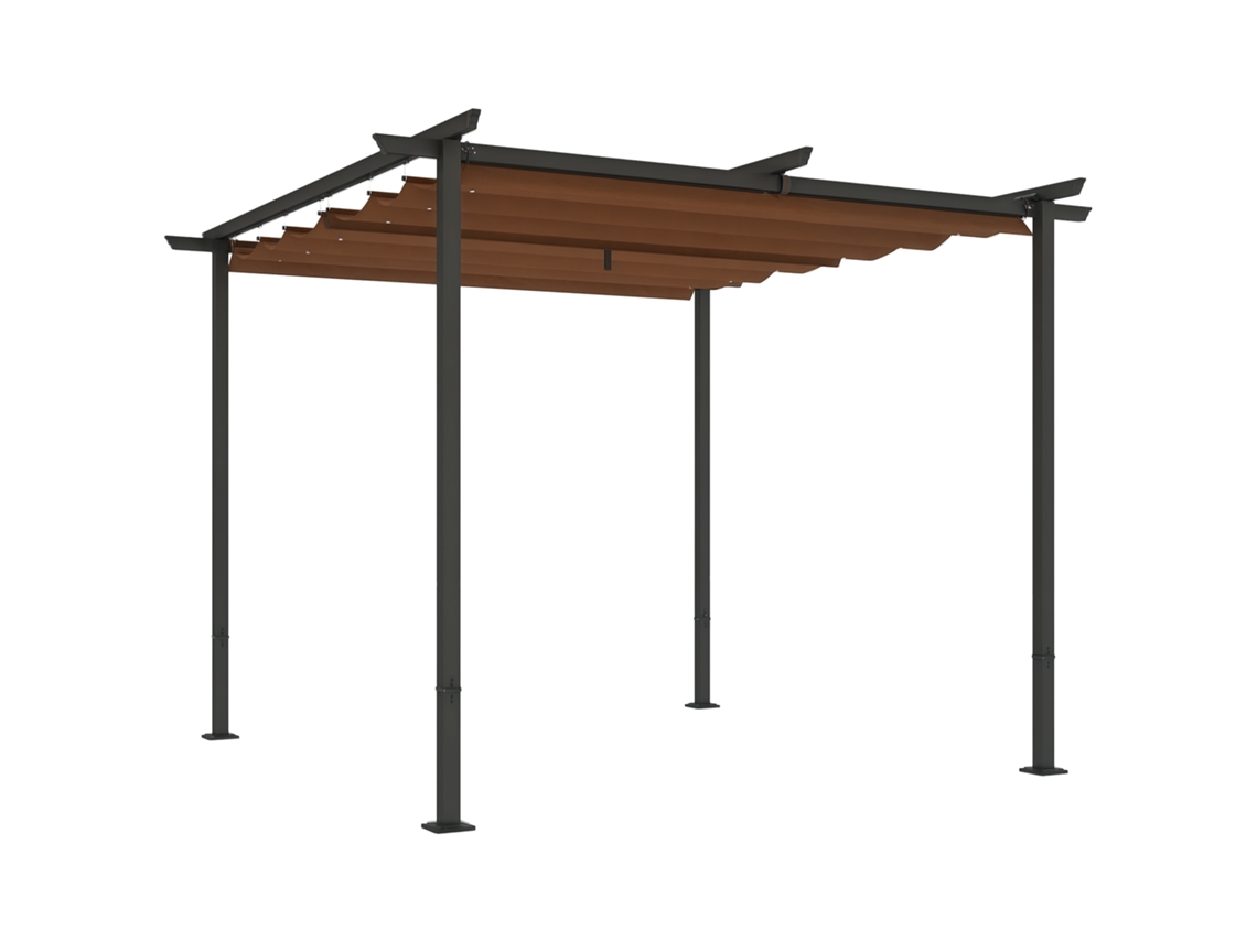Pérgola de Jardim SINI TECH STORE 3x3m com Persiana Retrátil Fibra Poliéster UPF30+ Marrom