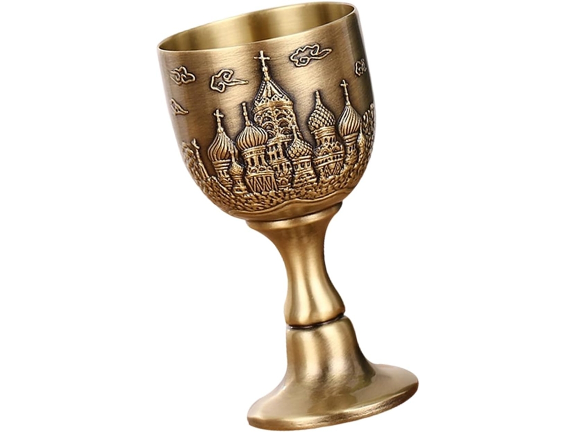 Copo Miniatura De 25ml Em Liga Metálica, Acabamento Clássico Em Bronze, Estilo Castelo, Ideal Para Decoração