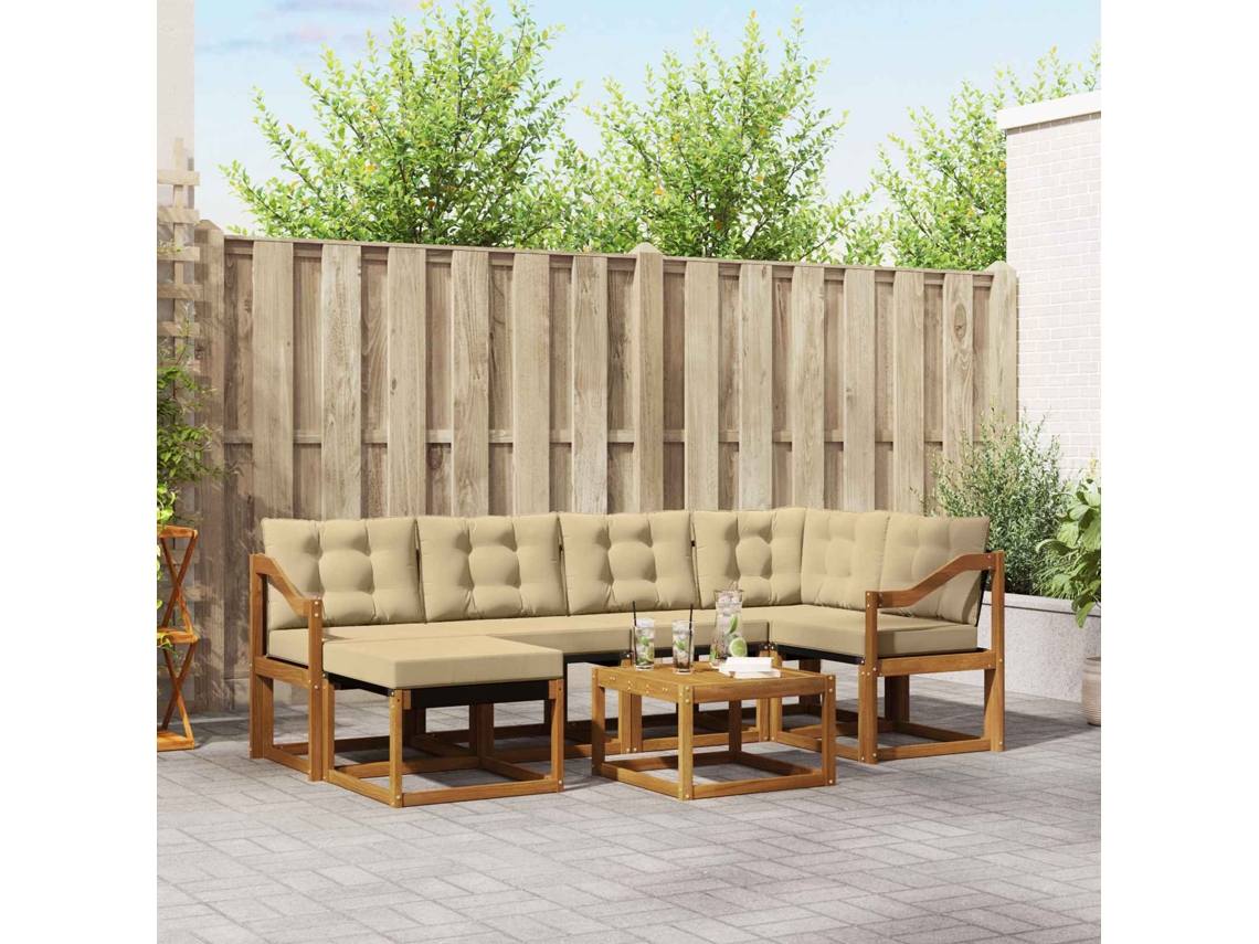 Vidaxl Conjunto De Sofás Para Exterior 7 Pcs Natural E Bege