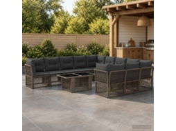 Vidaxl Conjunto De Sofá De Jardim 12 Unid. Cinzento Vime Pe