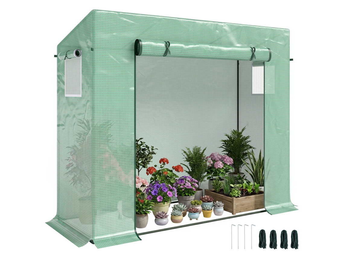 Estufa Externa Janelas Aço 200x76x168cm Verde