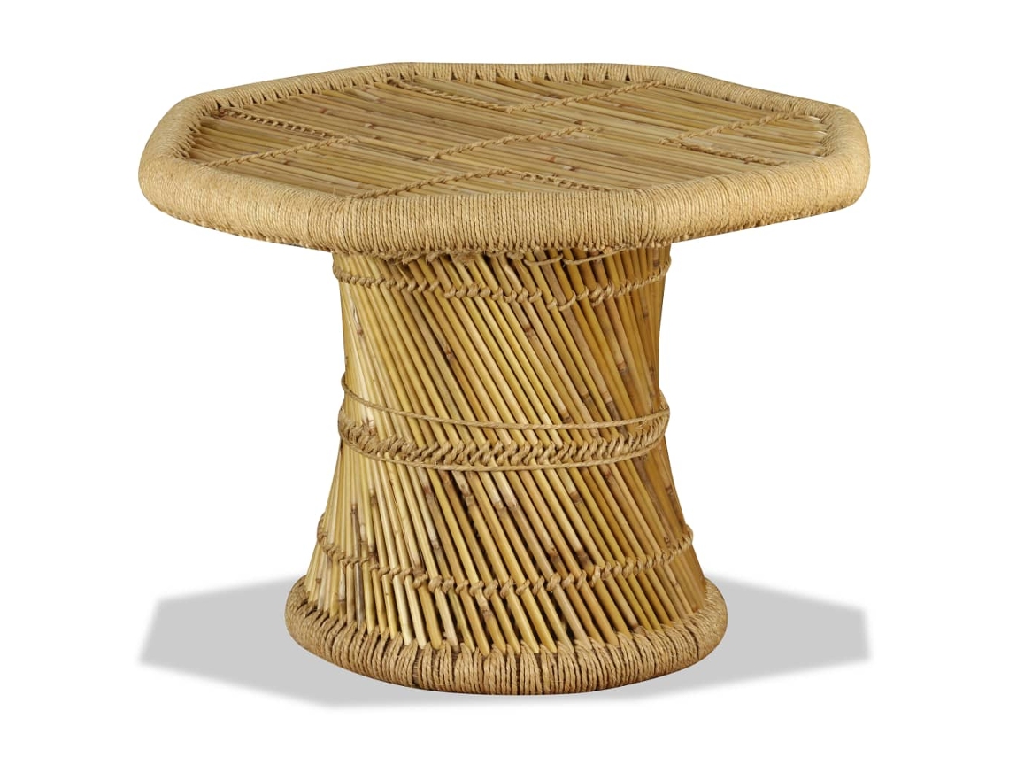 Mesa de Centro Apoio em Bambu Octogonal 60X60X45 Cm