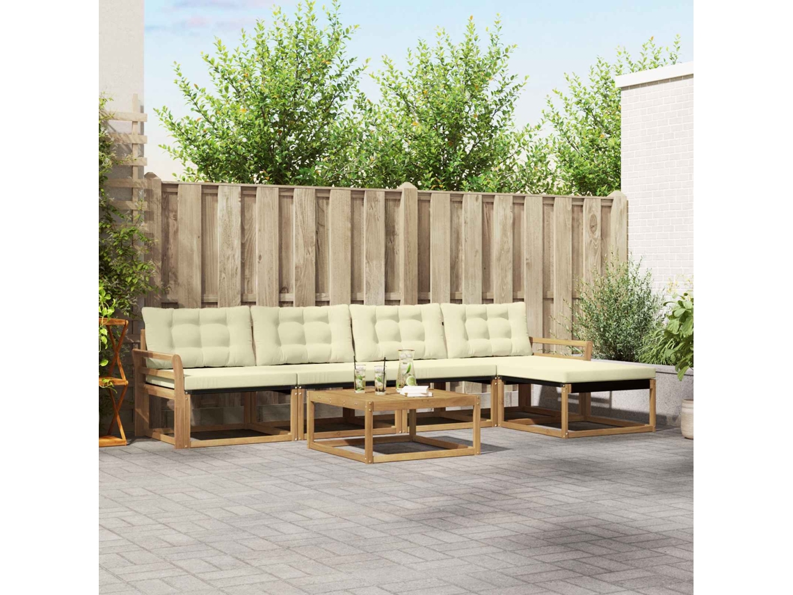 Vidaxl Conjunto De Sofás Para Exterior 6 Unid. Branco E Creme