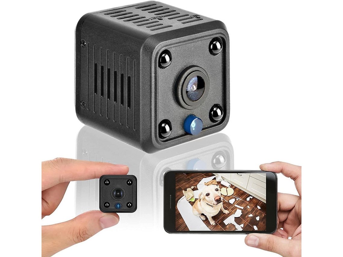 Mini câmera de segurança magnética HD 1080P WiFi com visão noturna, ideal para casa e escritório (preta) Bestvite