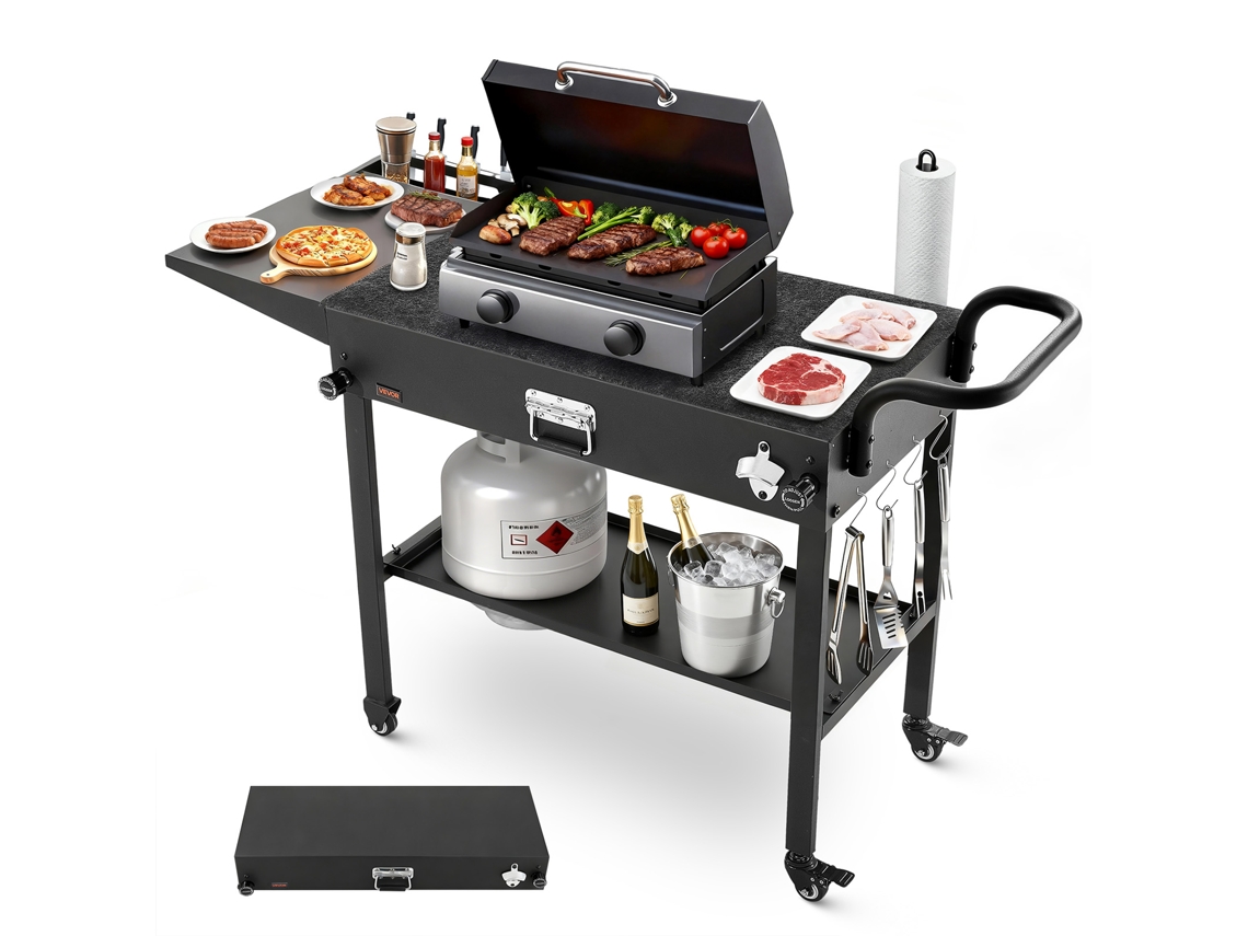 Carrinho De Churrasco Dobrável 787 X 432 Mm Com Rodas E Prateleira Para Exterior Vevor
