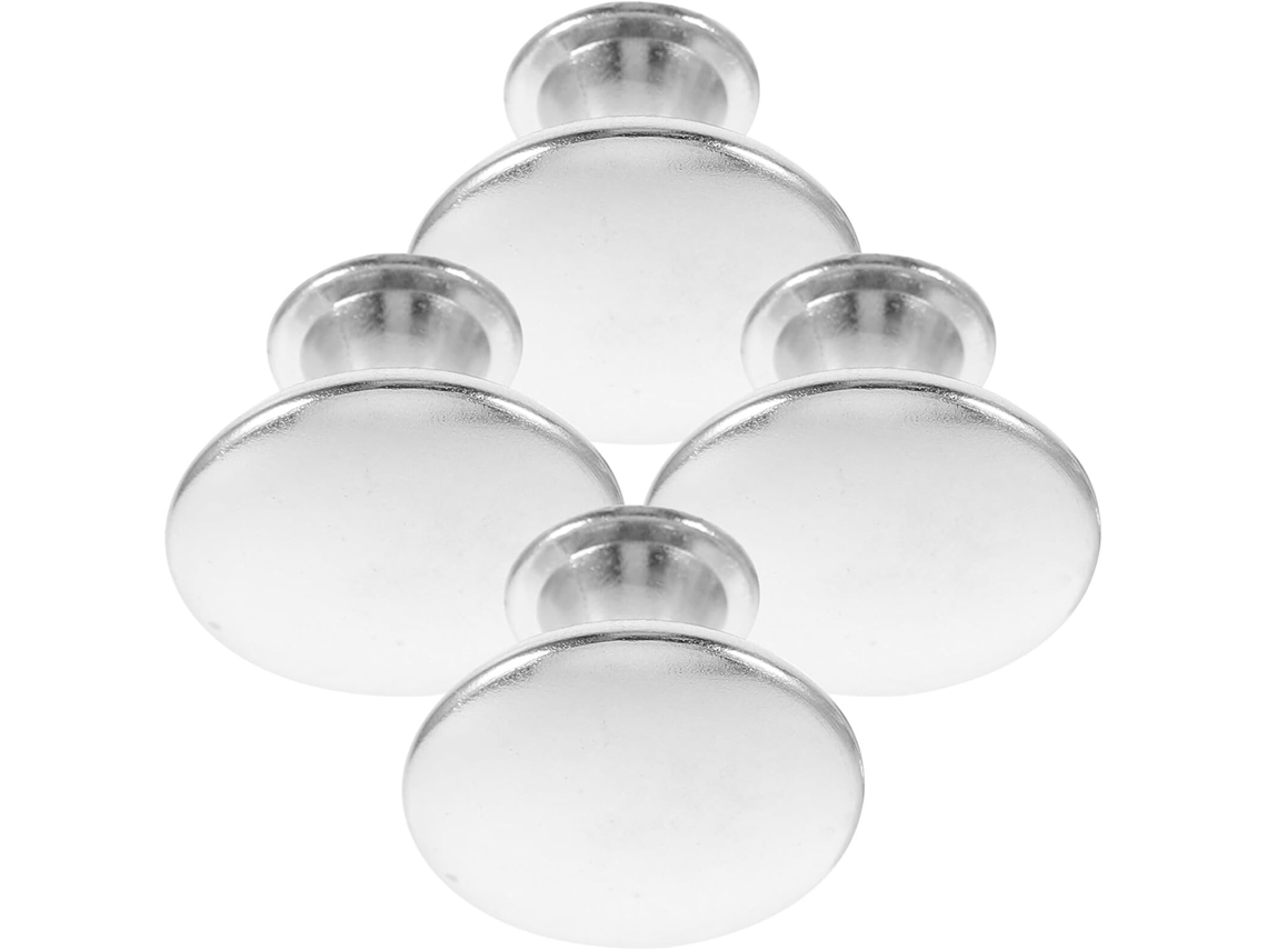 Luxshiny Conjunto De 4-puxadores Redondos Metal Prateado Para Armários, Gavetas E Móveis De Cozinha, Guarda Roupa E
