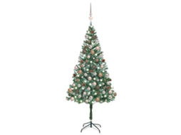 Vidaxl Árvore Natal Artificial Pré-iluminada C/ Bolas E Pinhas 180 Cm