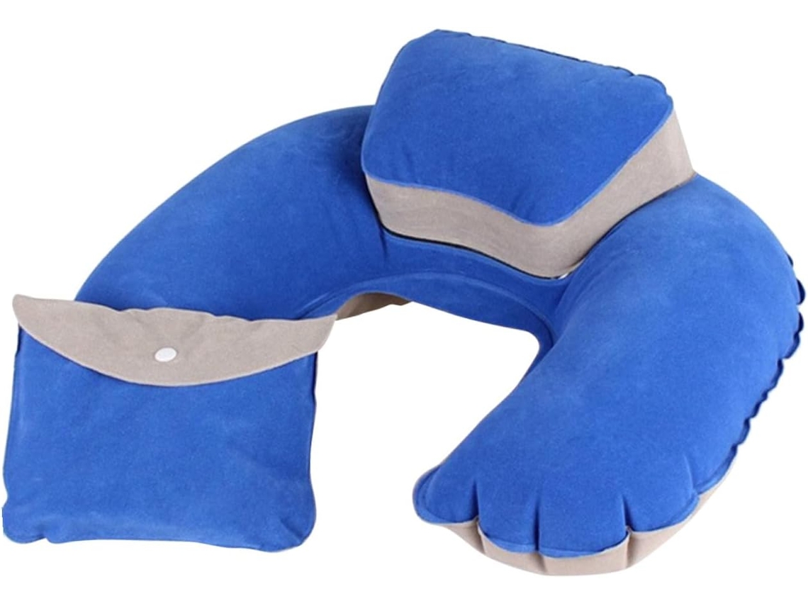 Almofada Inflável Portátil em Formato de U para o Pescoço, com Protetores Auriculares Pvc e CHABERLU