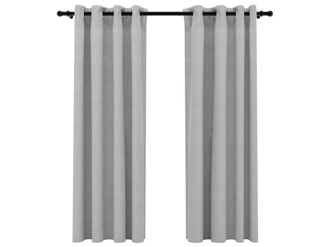 Maison Exclusive - Cortinas Opacas Aspeto Linho C/ Ilhós 2 Pcs 140x175 Cm Cinzento